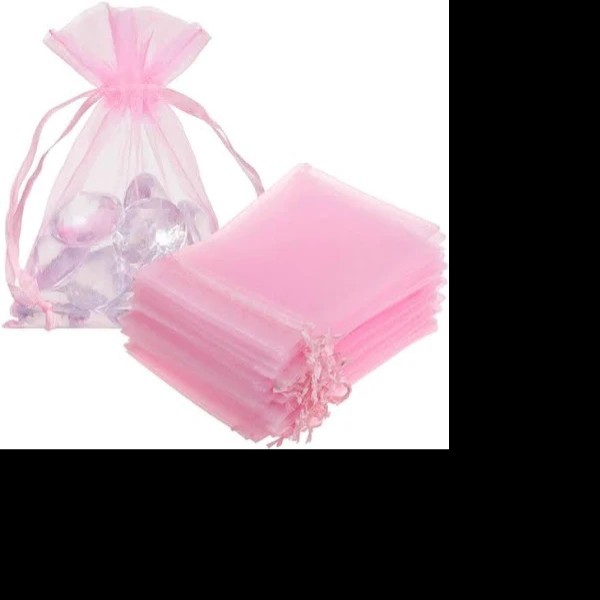 BOLSA ORGANZA CONFETTI 12X15CM.ROSA BEBE E.12